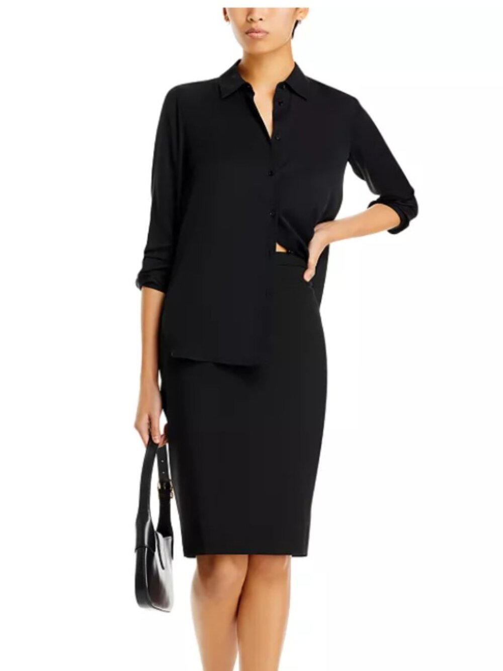 Theory Women’s Hemdall Traceable Wool Classic Black Pencil Skirt Size 2 H0101307 - Picture 2 of 6